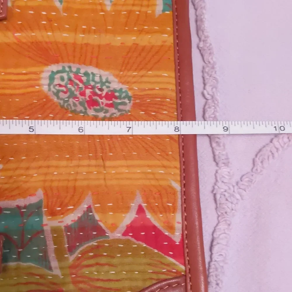 Kantha Envelope Bag Floral Quilted Clutch Magnetic Snaps Hand-stitched